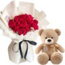 Valentines Flowers with Teddy Bear Delivery Tokyo