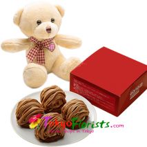 send a soft teddy bear with rare chocolate mont blanc to tokyo