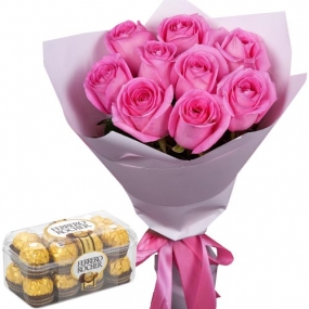 Gift Delivery Tokyo - Roses with Ferrero