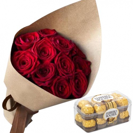 Gift Delivery Tokyo - Roses with Ferrero